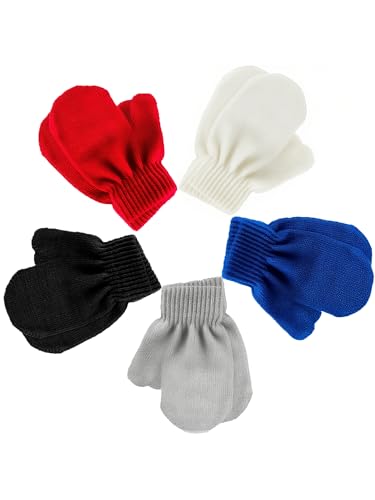 Boao 5 Pairs Kids Mittens Toddler Stretch Full Finger
